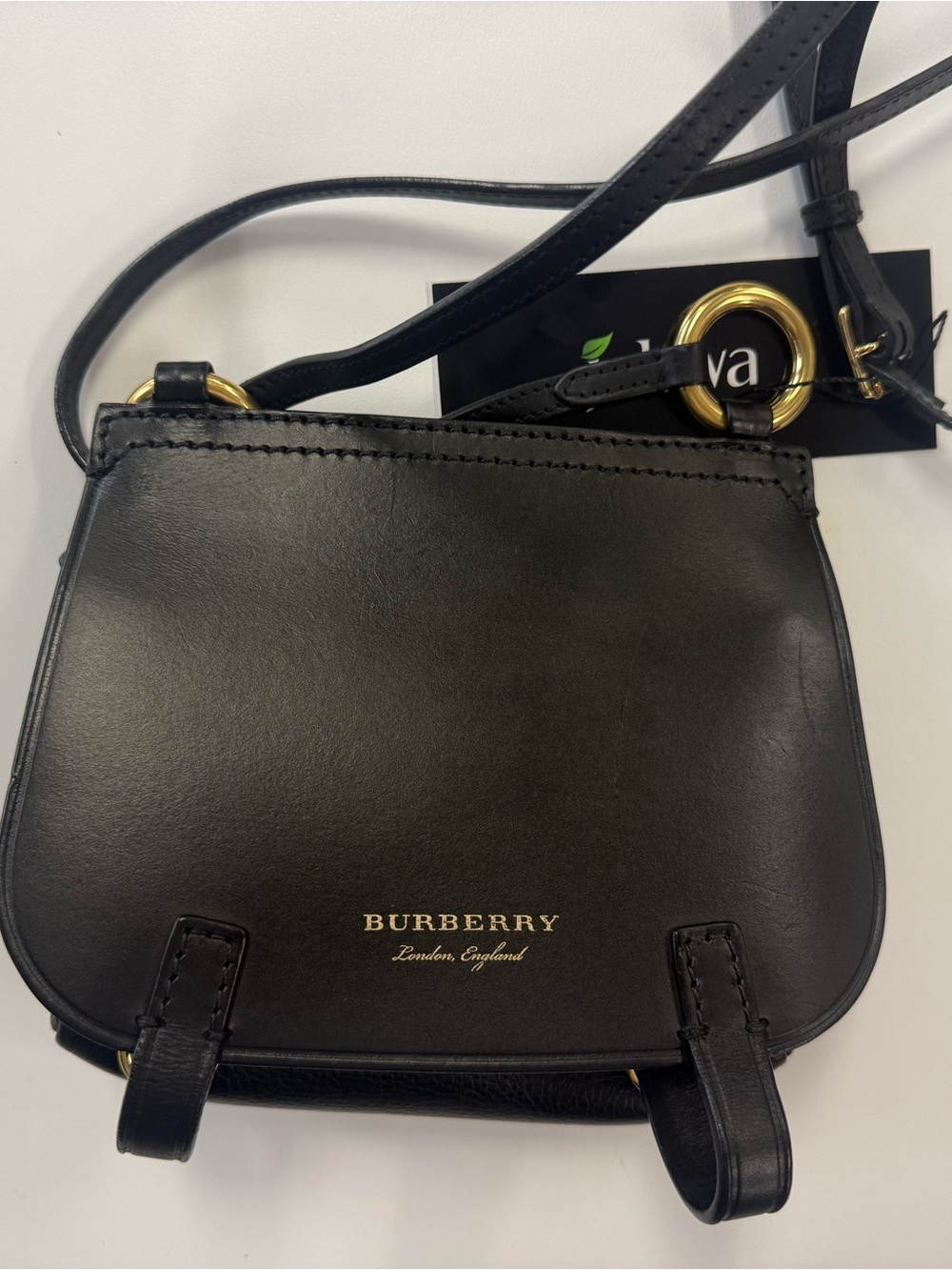 Burberry Black Leather Crossbody with Gold Hardware